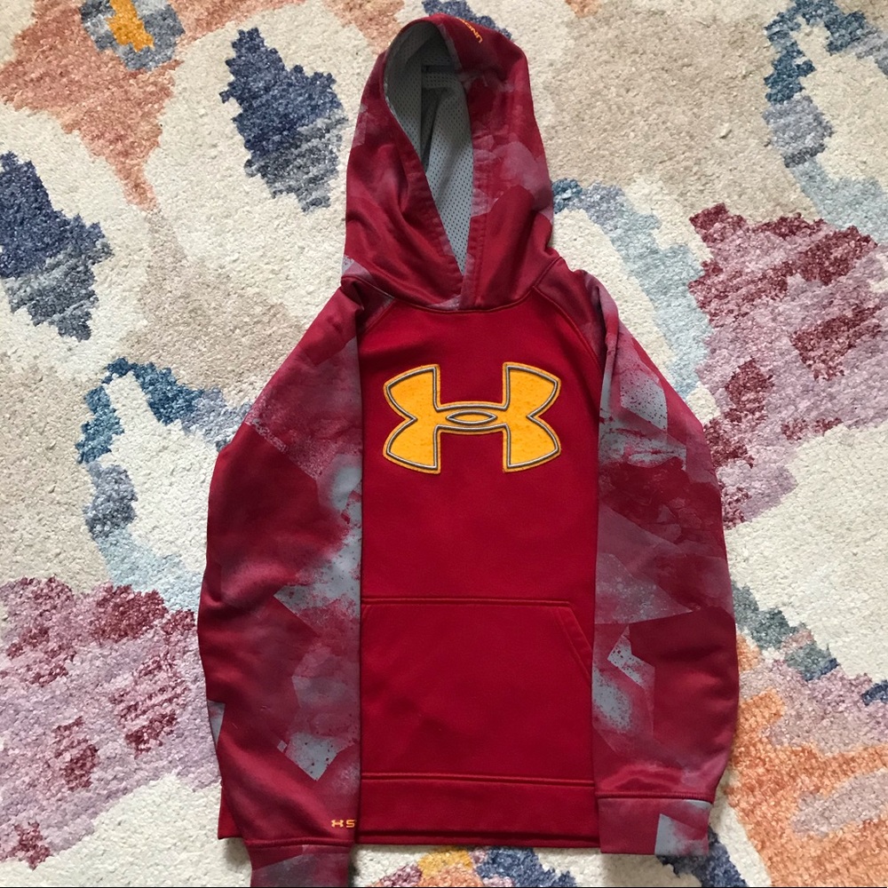 Boys Under Armour hoodie sweatshirt L Red 12